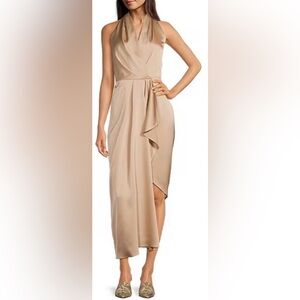 Alex Marie Hazel Surplice V-Neck Sleeveless Asymmetrical Hem Midi Dress